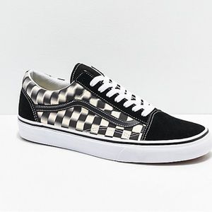 old skool vans blur checkered